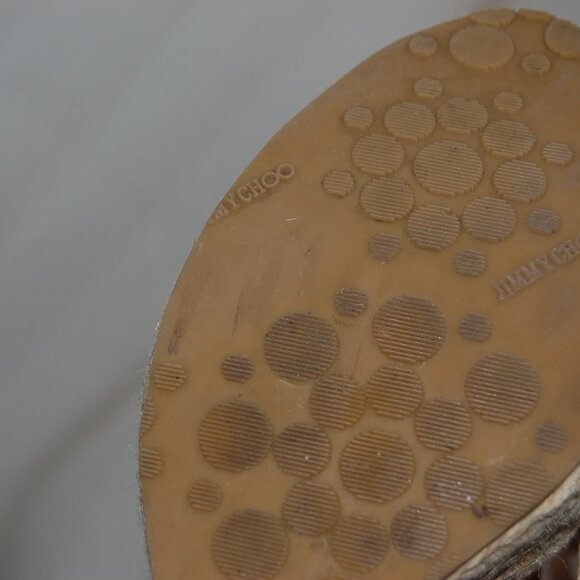 40/9❤️ JIMMY CHOO Nude Leather High Wedge Heels Flora Sandals BOOTS ITALY - Picture 10 of 10